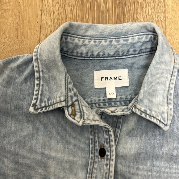 Frame Denim Light Blue Puff Sleeve Top - Picture 2 of 9